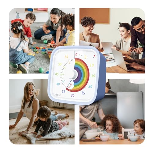 Yunbaoit Rainbow Visual Timer for Kids, 60-min Countdown Timer, Light Blue - color: Light Blue Rainbow