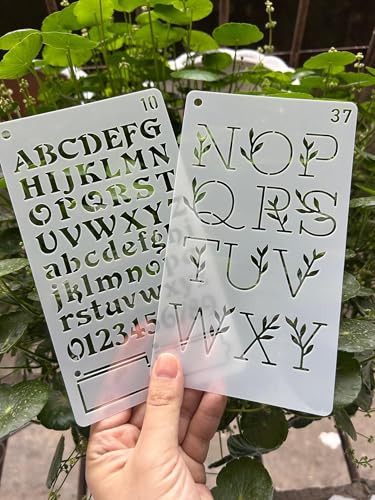 Letter Stencils for Painting, 40 Pcs 7 x 4 Inch for Wood Signs Quotes | Reusable & Easy to Clean, Font Styles & Symbols, Planner Pages, Painted Plaques, Custom Layouts, Beginner Friendly
