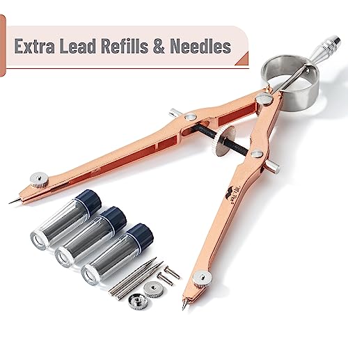 Mr. Pen- Professional Compass for Geometry, Extra Lead | Metal Compass Drawing Tool for Students, Drafting and Engineering, Technical Drawings, Circles and Geometry Projects - color: Rose Gold