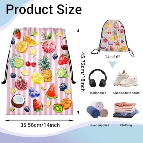 Fruit Drawstring Bag Portable Storage Pouch for Cloth Shoes Party Fitness - color: Fruit Colorful, size: 18"(H)*14"(W)