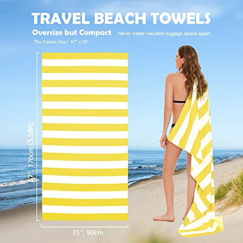 Your Choice Microfiber Beach Towel Sand-Free Quick Dry (67"x35"/60"x30") - color: N-yellow Stripes, size: Extra Large(67x35")