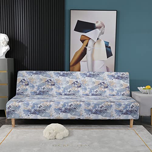 MIFXIN Stretch Armless Sofa Cover Futon Slipcover Elastic Spandex Folding Sofa Bed Non-Armrest Couch Cover Furniture Protector for Foldable Sofa Without Armrests (Light Blue) - color: Light Blue
