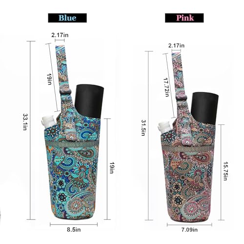 IwIeIaIrI Yoga Mat Bag Cylinder for Women with Large Zipper Pocket - color: Blue+Pink