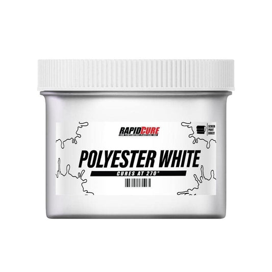 Rapid Cure Polyester White Plastisol Ink - Screen Printing Ink, 8 oz. | Cures At 270°F Vs. Standard 320°F For Faster Turnaround - Bold Opaque Color, Non-Phthalate, CPSIA Safe, USA Made - Poly White - color: Polyester White, size: 8 fl oz