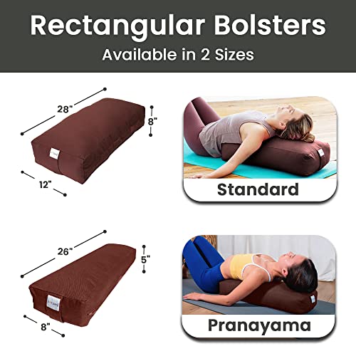 Pranayama Yoga Bolster Meditation Pillow - color: Brown, size: Rectangular 28" x 12" x 8"