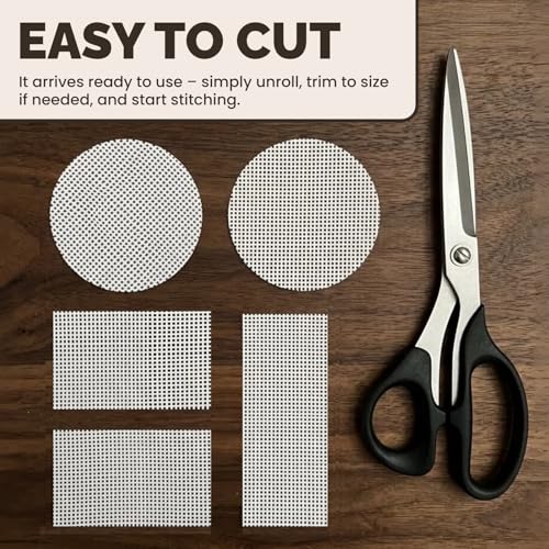 Needlepoint Blank Canvas 18 Mesh 19"x17" White, Rolled Crease-Free | 100% Pure Cotton, Rolled to Avoid Creases for Cross Stitch, Embroidery & DIY Crafts