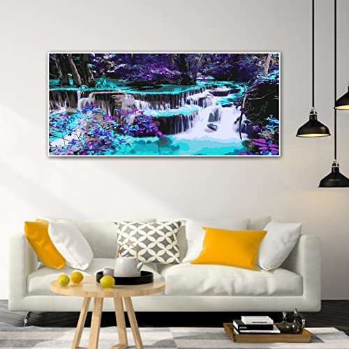 YALKIN Paint by Number for Adults Beginners,DIY Large Size (35.5 x 15.7 inch) Waterfall Paint by Numbers Arts and Crafts Paintwork with Paintbrushes Canvas Oil Painting for Home Decor,Gift - color: Waterfall