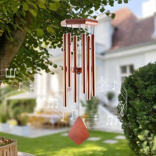 Small Bronze Wind Chimes - 28 Inch Outdoor Tuned Melody, Sympathy Gift for Mom/Housewarming, Outside Decoration - size: 28"CP