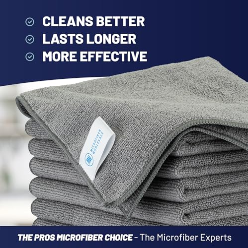MW PRO Premium Microfiber Cleaning Cloths (12 Pack, 12x12, Grey) - Streak Free Stainless Steel & Glass Towels - Ultra Soft Cleaning Cloths for Screens, Granite & Modern Home - Washable & Reusable - color: Gray, size: 12 Count (Pack of 1)