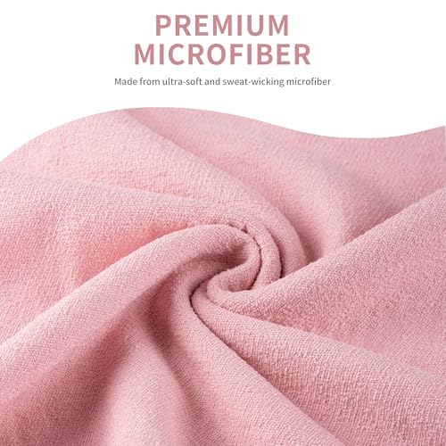 MICROFI New Microfiber Hot Yoga Towel Mat, 24 x 72 inches, with Non-Slip Silicone Grip, Secure Fit Elastic Straps - color: Pink