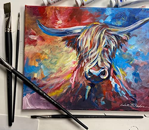 Silver Brush Limited Black Pearl Bright Oil and Acrylic Brush, Size 12 | Long Handle, Watercolor, Gauche, Stiff Fine Point Mightlon Bristle, Clean Tight Strokes, Easel Painting - size: Size 12