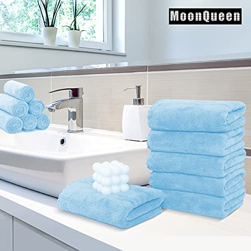 MOONQUEEN 18 Pack Premium Hand Towels - Quick Drying - Microfiber Coral Velvet Highly Absorbent Towels - Multipurpose Use as Hotel, Bathroom, Shower, Spa, Hand Towel 16 x 28 inches (Aquamarine) - color: Aquamarine, size: Hand Towels - 18 Pack