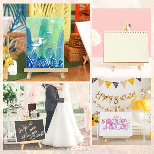 ESRICH 11.8in Wood Easels, Tabletop Painting Display Easels | Painting Party Easel, Kids Student Tabletop Easels for Painting, Portable Canvas Photo Picture Sign Holder(4 Pack ) - style: 11.8''-4PK