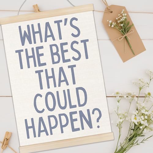 Welshower Boho Motivational Positive Poster Hanger Frame, What's the Best That Could Happen Positive Affirmations Wall Art Prints Decor for Living Room Bedroom Home Office Framed, 12x16 Inch(blue) - color: positive words14