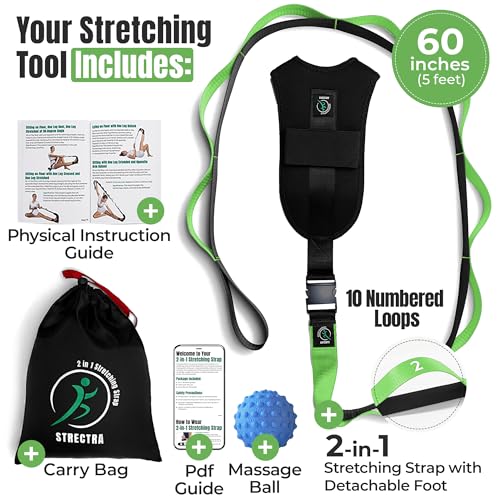 Stretch Strap with Loops Physical Therapy - Full Body Exercise Straps for Stretching with Detachable Foot - Leg & Calf Stretcher for Plantar Fasciitis, Physical Therapy, Pain Relief, and Flexibility - color: Parrot Green