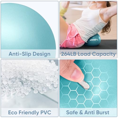 APEXUP 9 Inch Pilates Ball Small Exercise Ball for Yoga, Fitness, Balance, Core Workout, Physical Therapy - color: Light Blue