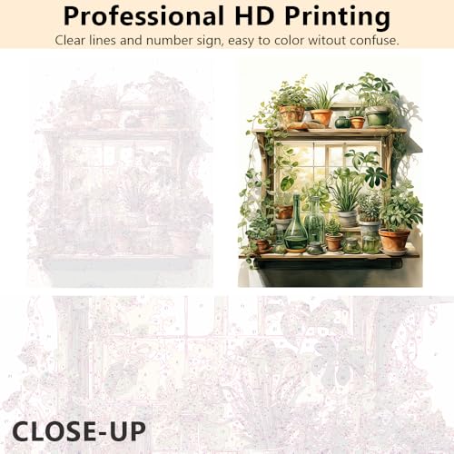 Paint by Number for Adults Green Plant, Paint by Numbers Kit for Adults Leaf, DIY Acrylic Paint by Numbers Kits on Canvas Potted, Acrylic Painting Kits Art Crafts 16"x20"(Frameless) - color: Green Plant