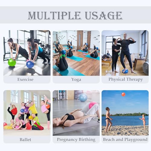 Soft Pilates Yoga Ball, Small Exercise Ball, Mini Rubber Workout Equipment - color: Blue&Pink