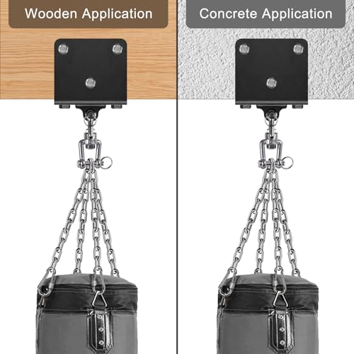 BeneLabel Heavy Bag Hanger for Punching Bag Beam Mount Hardware 360° Rotation Boxing Bag Ceiling Mount I-Beam Hanger for Hanging Heavy Punching Bags Wall Hangers - color: Beam Hanger with 4Pcs Steel Chain