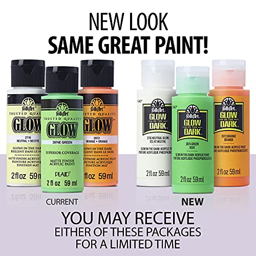 FolkArt Glow-in-the-Dark Acrylic Paint, 2oz., Blue - color: Blue, size: 2 Fl Oz (Pack of 1)