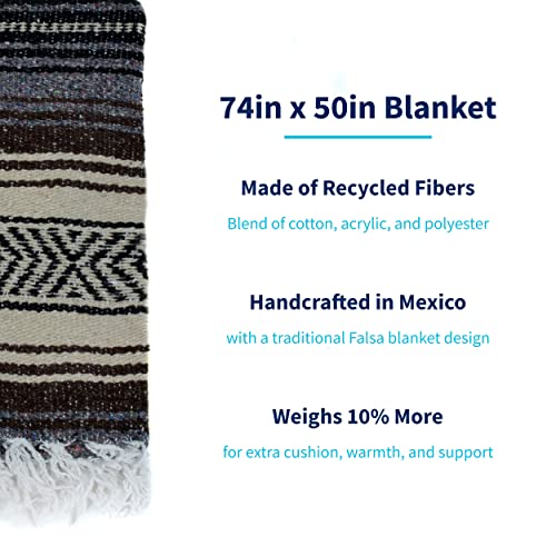 La Montana Bulk Falsa Mexican Blanket, 4 Pack, Dark Brown/Tan/Charcoal | Authentic 74"x50" Lightweight Yoga Blanket Made in Mexico - Decorative Throw for Picnic, Camping, Beach, Bed, Home Decor - color: Dark Brown/Tan/Charcoal