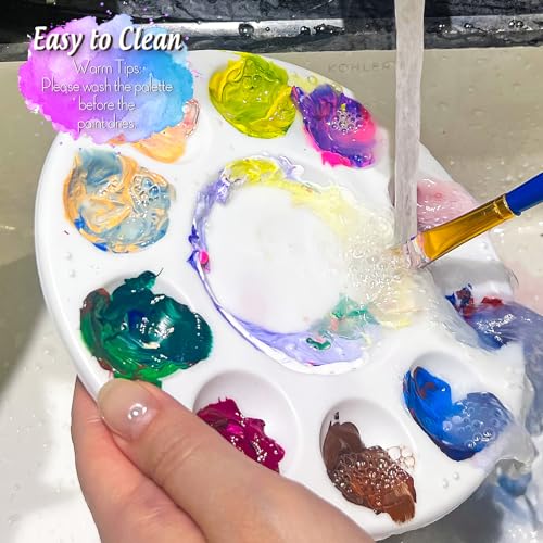 FANDAMEI Paint Brushes & Round Paint Palette Set, Paintbrushes, Synthetic Paint Brush, Brushes for Painting, Plastic Paint Tray Palettes, Paint Brushes for Acrylic Painting, Watercolor, Rock Painting - color: Blue