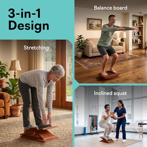 Slant Boards for Exercise, Wooden Slant Board, Calf Stretch Board with 7 Incline Angles, Velour Board, Balance Board & Calf Stretcher, Portable Incline Board for Physical Therapy, Ankle Mobility, Heel & Knees - color: Dark Brown