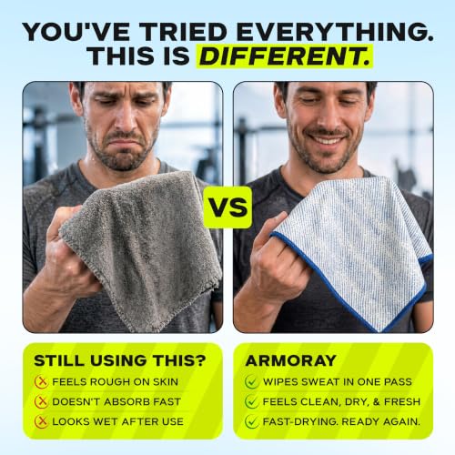 ARMORAY Sweat Absorbing Towel Handkerchief – Quick-Dry Microfiber Gym Towels for Face, Hands & Body – Workout Towel for Men, Sport Rag, Perfect for Tennis, Pickleball & Sauna Use by Women - color: Denim Drift ( 3 Pack)