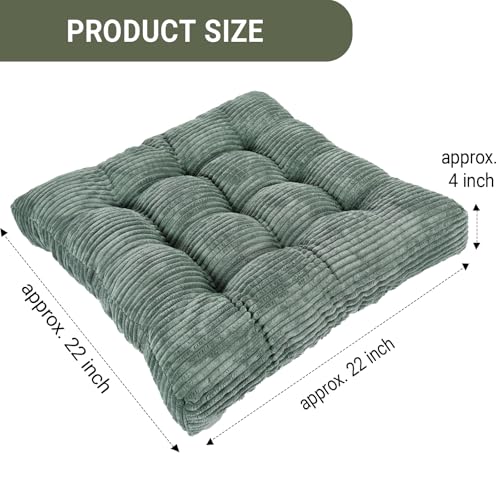 Meditation Floor Pillow Set of 2,Memory Foam Meditation Cushion for Adults Sitting, Large Square Thickened Seat Cushions for Yoga, Tatami Living Room (2, Dark Green) - color: Dark Green