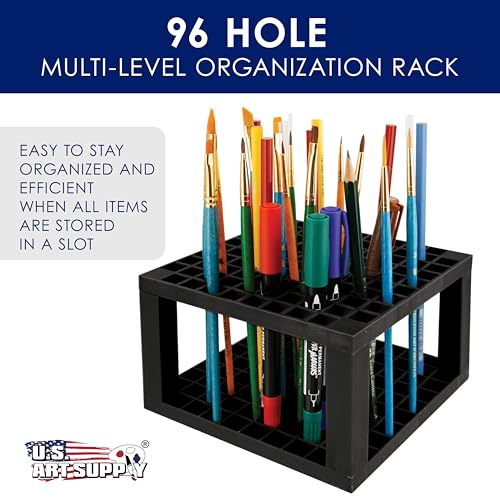 U.S. Art Supply 96 Slot Marker Organizer & Paint Brush Holder | Marker Storage, Pens, Brushes, Colored Pencils - size: 96 Hole