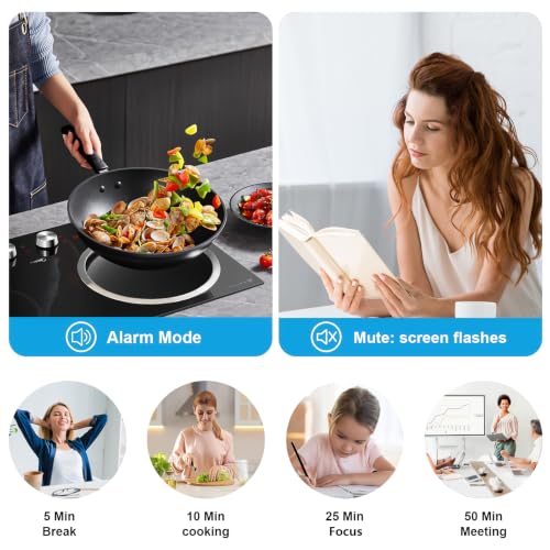 Rotating Cube Visual Pomodoro Timer 5, 25, 10, 50 Min Preset+Custom Mode | Rechargeable Cube Desk Productivity Flip Timer with Custom, Detachable Silicone Case, Ideal for ADHD Tool Study Work School - color: Black