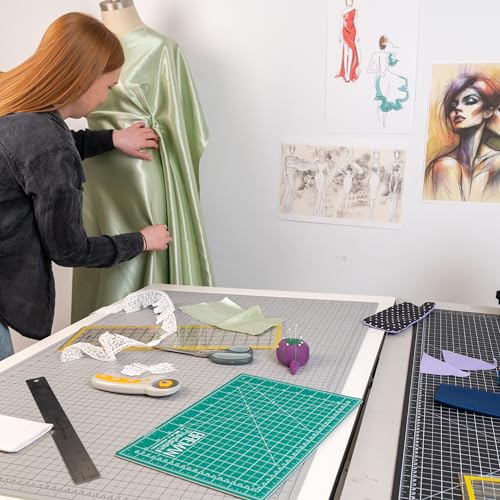 Breman Precision 9x12 Inch Self Healing Cutting Mat – 2-Sided 5-Ply PVC Green/Black Cutting Mats for Crafts, Sewing, Quilting & DIY Projects with Durable Non-Slip Surface & Precise Grid Lines - color: Green/Black, size: 9x12