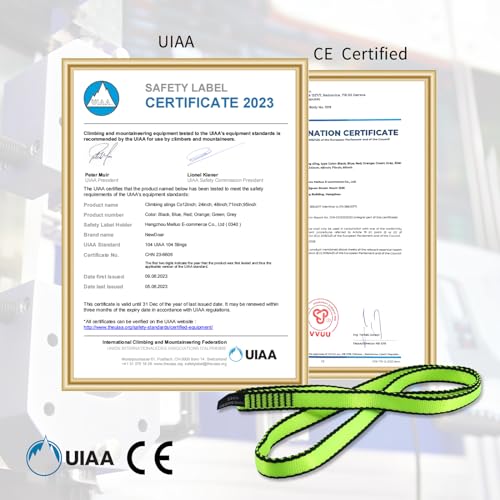 NewDoar 16mm Climbing Sling UIAA CE Certified,23KN EN566 Certified,Climbing Utility Cord Rock Climbing,Creating Anchors System,Rappelling Gear,Perfect for Tree Work - color: Green, size: 12"/30cm/3pcs