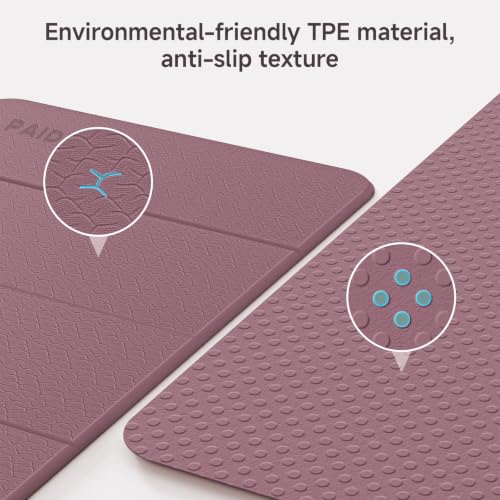 PAIDU Foldable Yoga Mat 10mm Thick, 75"x26" Non-Slip Fitness Exercise Mat - color: Deep Pink