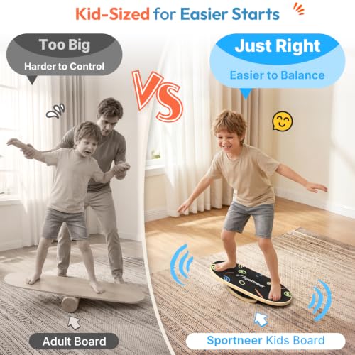 Sportneer Kids Balance Board, 4-Mode Adjustable Balance Trainer - color: Doodle Black