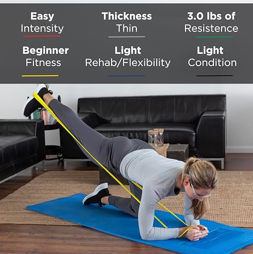 THERABAND Professional Resistance Band, Yellow Level 1 Light, 5 ft Exercise | Elastic resistance band for exercise, strength training, stretching and physical therapy - color: Level 2 / Medium - Yellow