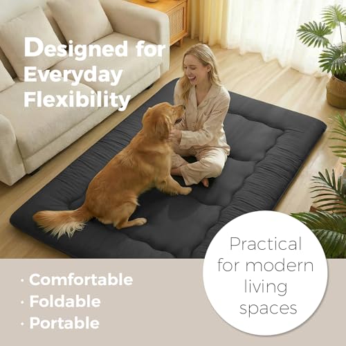 XICIKIN 2.5" Japanese Floor Mattress, Japanese Futon Mattress - color: Black, size: Full(80" x 54")