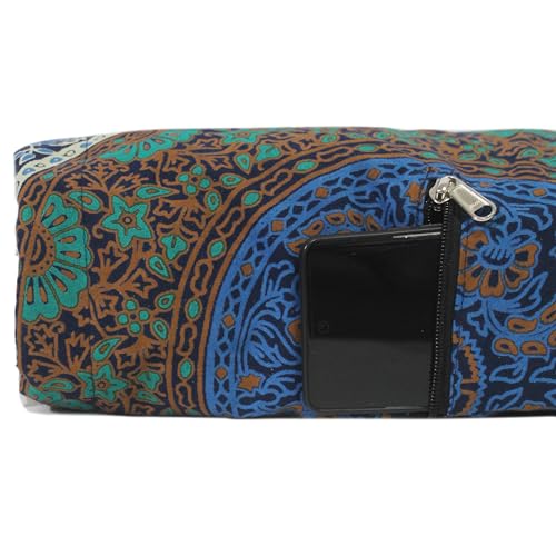 INDIAN CRAFT CASTLE ICC Yoga Mat Bag Carrier Full-Zip Exercise Yoga Mat Carry Bag for Women Men with Multi-Functional Storage Pockets and Adjustable Shoulder Strap 26X6 Inches - style: Blue Elephant Tree