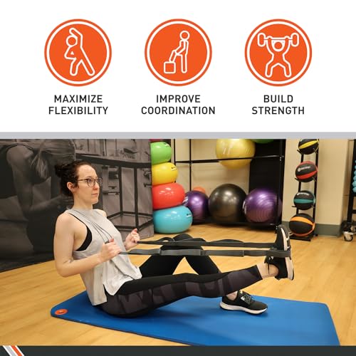 Body Sport Static Stretch Strap, 6 ft. Long - Durable Woven Tool for Home Fitness & Gym with Loops for Yoga, Stretching, Physical Therapy & Rehab