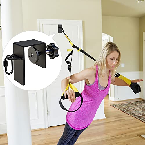 SELEWARE Door Anchor for Resistance Bands, Workout Door Mount Anchors | Home Gym Heavy Duty Door Anchor Attachment for Body Weight Straps, Strength Training, Physical Therapy Exercise, Black - color: A. Black 1 Pack