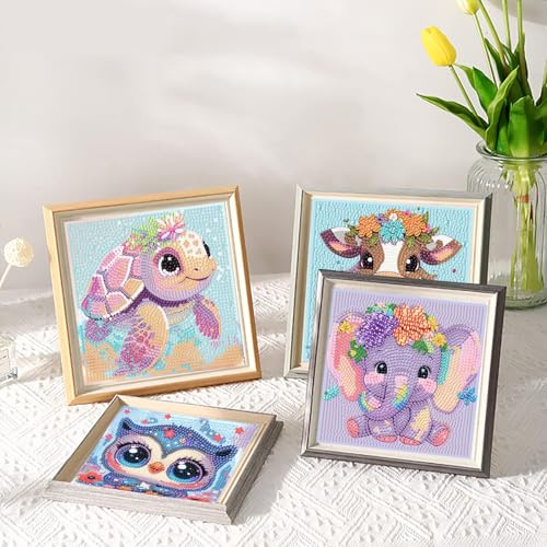 Acelii 6 Pack 5D Cartoon Diamond Painting Kits for Kids Beginners | Cute Animals DIY Diamond Art Kit for Kids,Full Round Drill Big Gem Art for Kid,Home Wall Decoration 6X6 inch - color: KD42-KD46-KD47-KD48-KD49-KD50-1