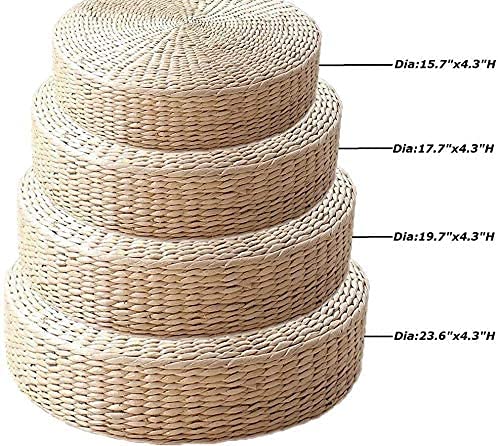 HUAWELL Japanese Style Handcrafted Eco-Friendly Breathable Padded Knitted Straw Flat Seat Cushion, Hand Woven Tatami Cushion Best for Zen, Yoga Practice or Buddha Meditation (15.8) - size: 15.8