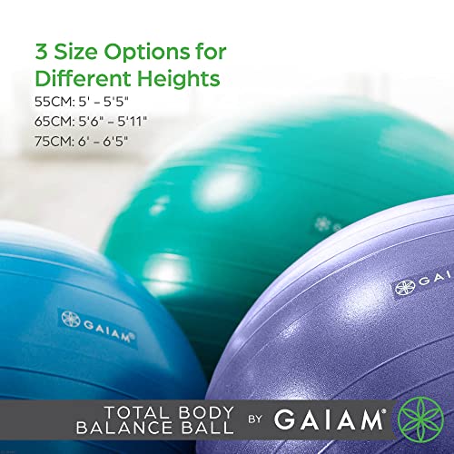 Gaiam Balance Ball Kit, Anti-Burst Stability Ball with Pump | 55cm Anti-Burst Ball | Textured Grip Surface | Air Pump Included | Core & Stability Training | Home Use - color: Green