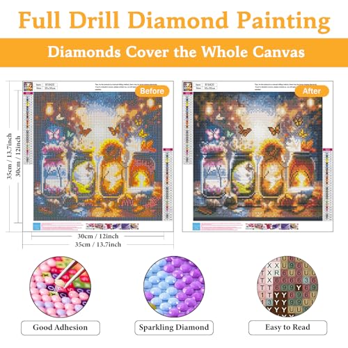 Diamond Art Kits for Adults & Beginners, Flower Bottle Diamond Painting Kit | 5D Full Drill Gem Art with Four Seasons, Round Diamond Dots, Home Wall Decor & Gift, 14 x 14 Inch - color: HMDPUS-26113
