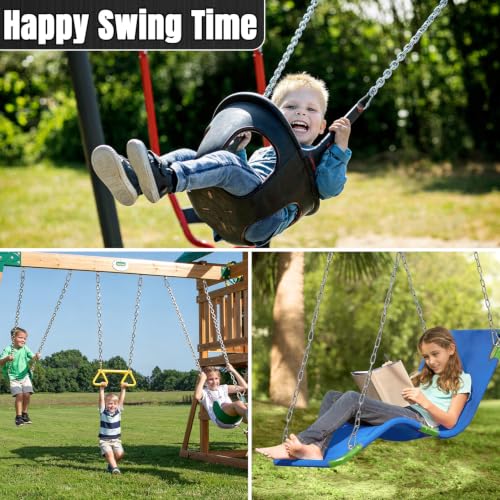 2Pcs 40" Heavy Duty Swing Chain Stainless 4 Spring Hooks Porch