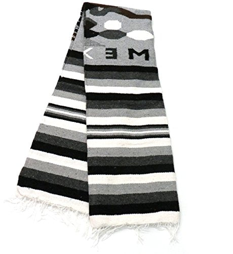 Leos Imports Hand Woven Mexican Blanket (Grey Mexico)