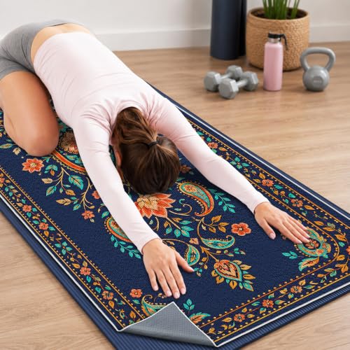 Hot Yoga Towel Non Slip, Ultra-Absorbent Yoga Mat Towel, Soft with Printed Design, Machine Washable, Yoga Pilates Towel Suitable for Exercise, Pilates, Yoga, 72x27in.Pattern - color: Pattern
