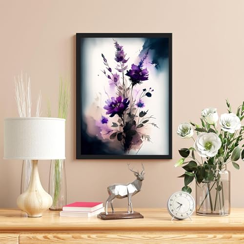 JXAVAXDE Watercolor Purple Lavender Flowers Diamond Painting Kits for Adults, Purple Flower Diamond Art Kits 5D DIY Full Drill Diamond Dots for Gift Wall Decor Gem Arts 12x16 inch
