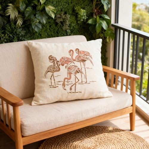 TIAMECH A4 Reusable Flamingo Stencil for Painting | Waterfowl Pond Layering Template, DIY Wall Art, Wood Furniture, Scrapbook & Crafts (8.3x11.7inch) - style: Many Flamingos