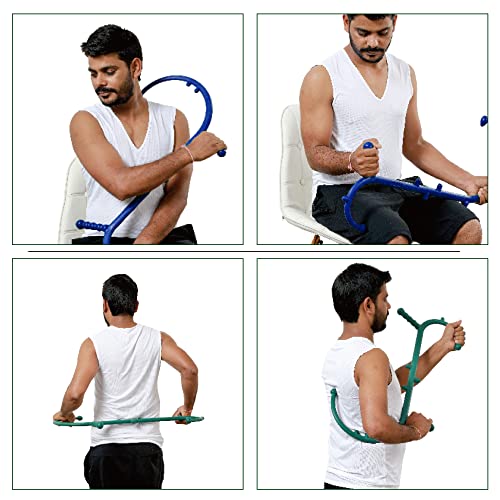 Shrdaepe 2 Pack Massage Trigger Point Cane, Body Deep Tissue, Handheld Back, Neck, Shoulder, Leg and Feet Massager Rod, Muscle Release Tool Self Massage Hook Cane Gifts for Women & Men, Blue & Green - color: Blue & Green